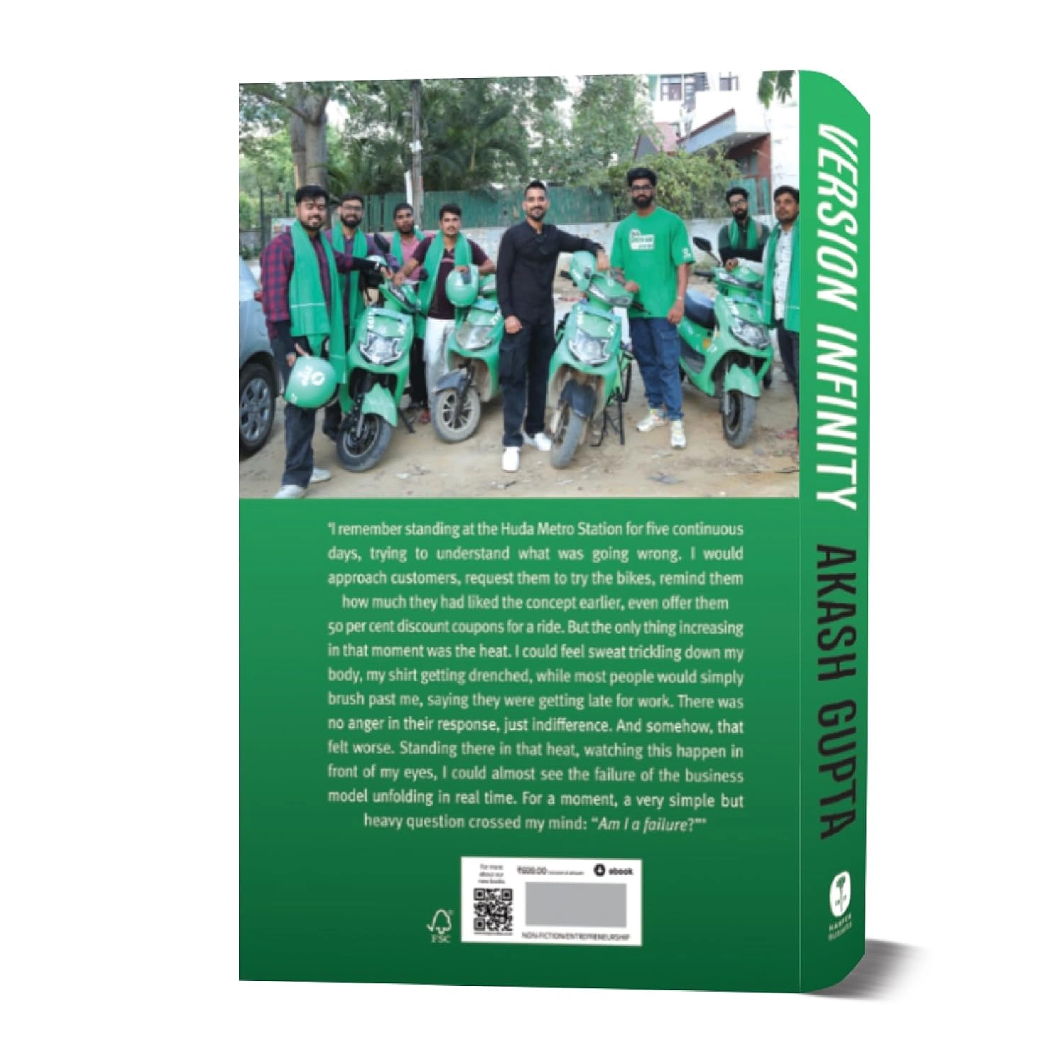 Version Infinity back cover with an excerpt